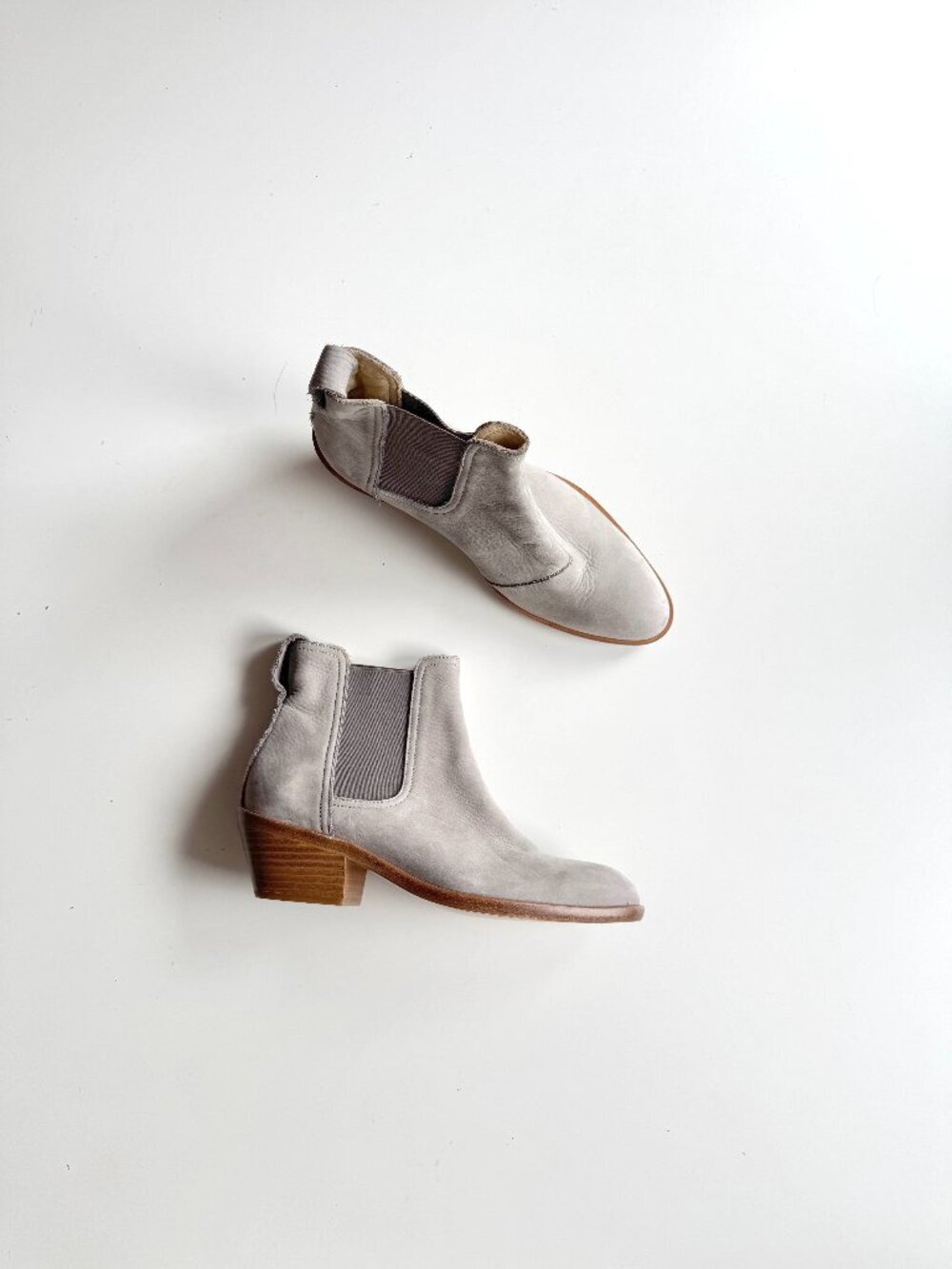 RAG & BONE Dixon Grey Nubuck Leather Block Heel Ankle Boots, Size 36